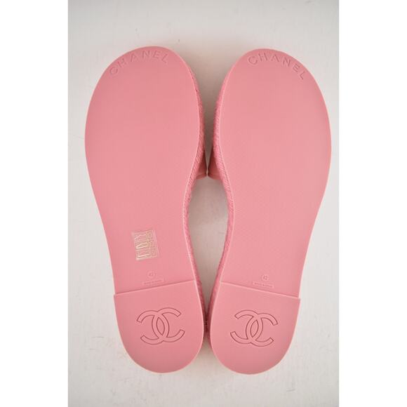 Chanel 23C Pink Lambskin Leather CC Logo Slide Sandal Slip Espadrille Flat 42 - Picture 15 of 15